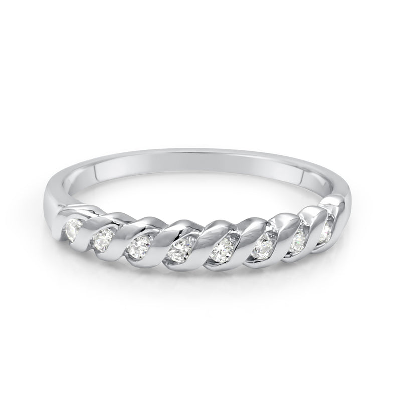 Diamond twists wedding band