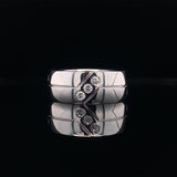Men's Diamond And Lines Wedding Ring