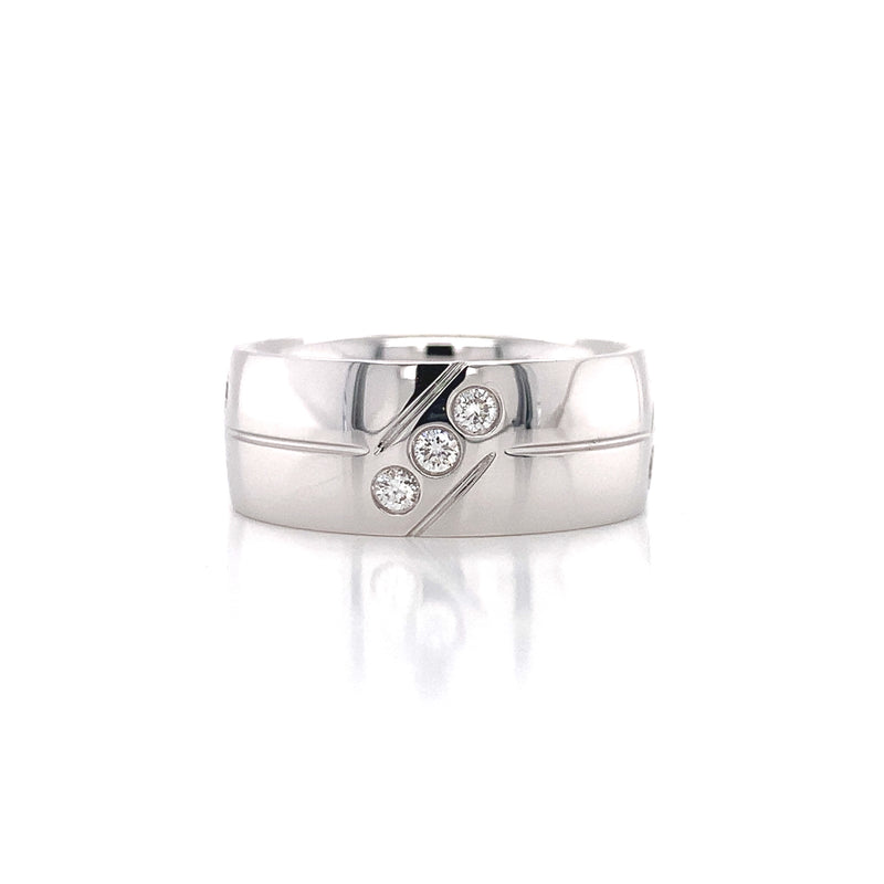 Men's Diamond And Lines Wedding Ring