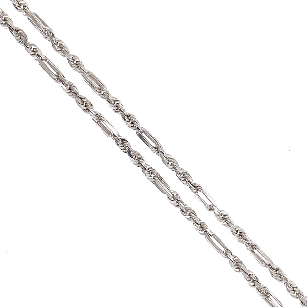 White Gold Figaro Twist Chain