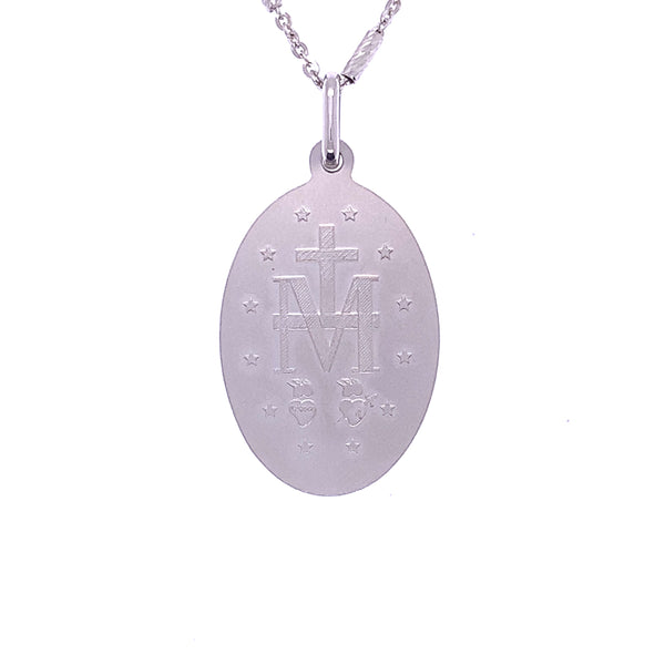 White Gold Mother Mary Pendant, Gold Jewellery Sydney Australia 