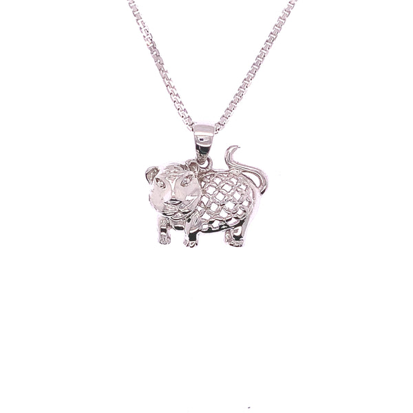 White Gold Tiger Pendant