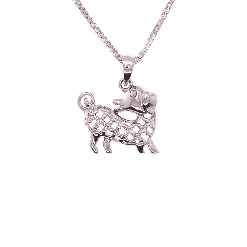 White Gold Dog Pendant