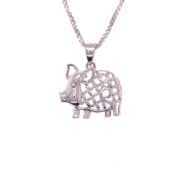 White Gold Pig Pendant