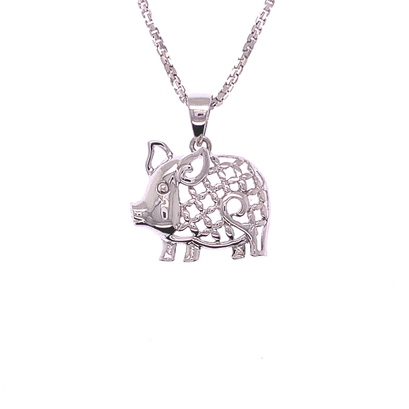 White Gold Pig Pendant