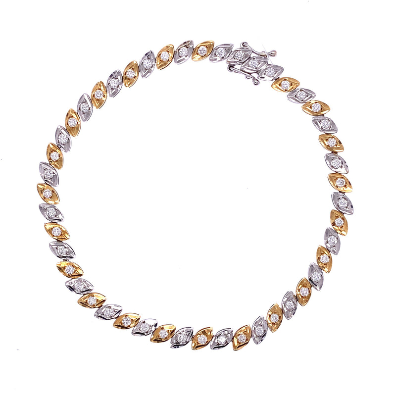 Two Tone Oval Diamond Bracelet