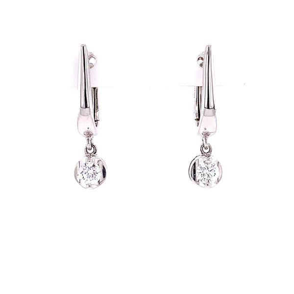 Dangling Circle Diamond Clip Earrings