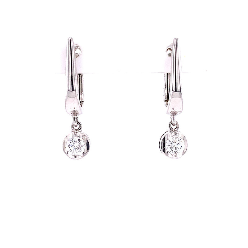 Dangling Circle Diamond Clip Earrings
