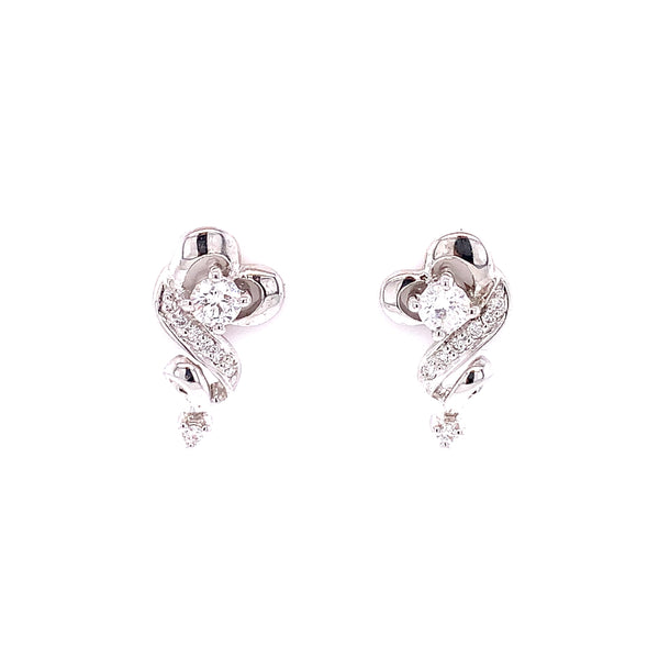 Diamond Ribbon Earrings, Gold Jewellery Sydney Australia 