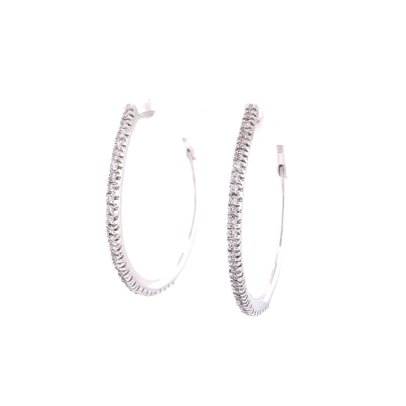 Oval Diamond Hoop Earrings