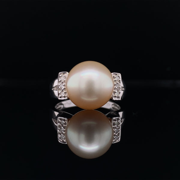 Pearl Diamond Rectangle Ring