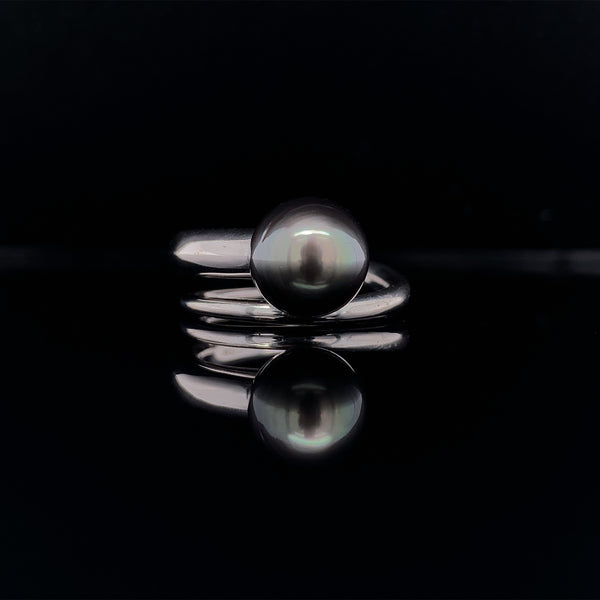 White Gold Pearl Swirl Ring