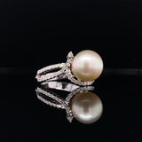 Diamond Embrace Pearl Ring