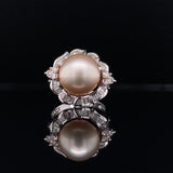 Diamond Petal Pearl Ring