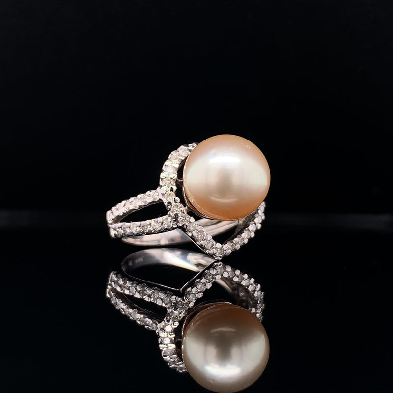 Heart Diamond Pearl Ring
