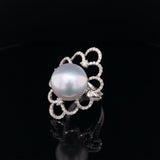 Diamond Blossom Pearl Ring