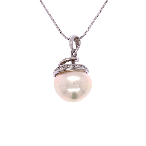 Pearl Diamond Swirl Pendant