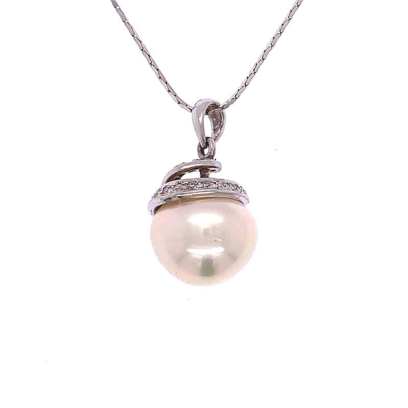 Pearl Diamond Swirl Pendant
