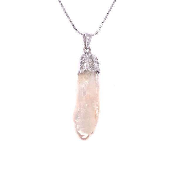 Diamond Cap Pearl Pendant