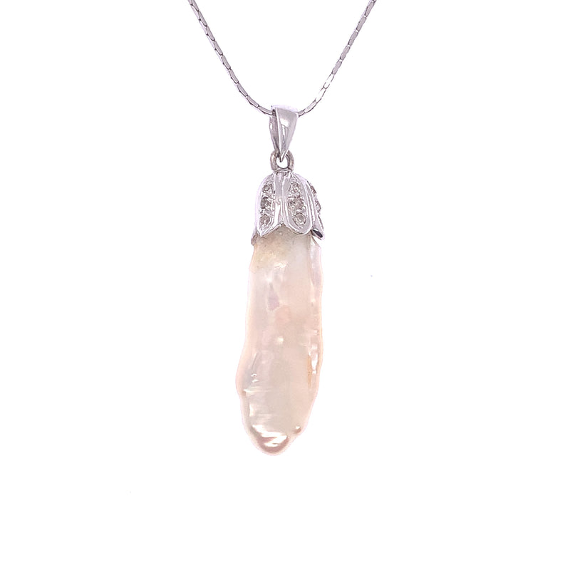 Diamond Cap Pearl Pendant