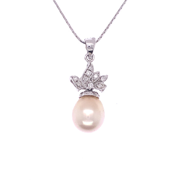 Diamond Crown Pearl Pendant