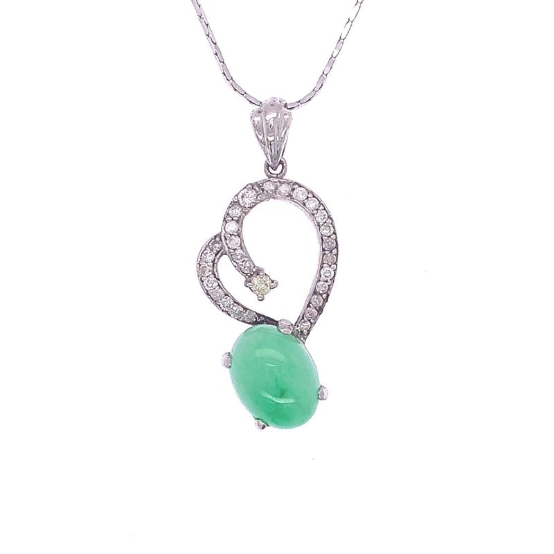 Jade Diamond Heart Pendant