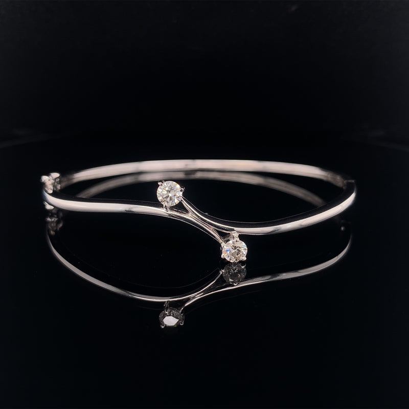 Double Diamond Curve Bangle