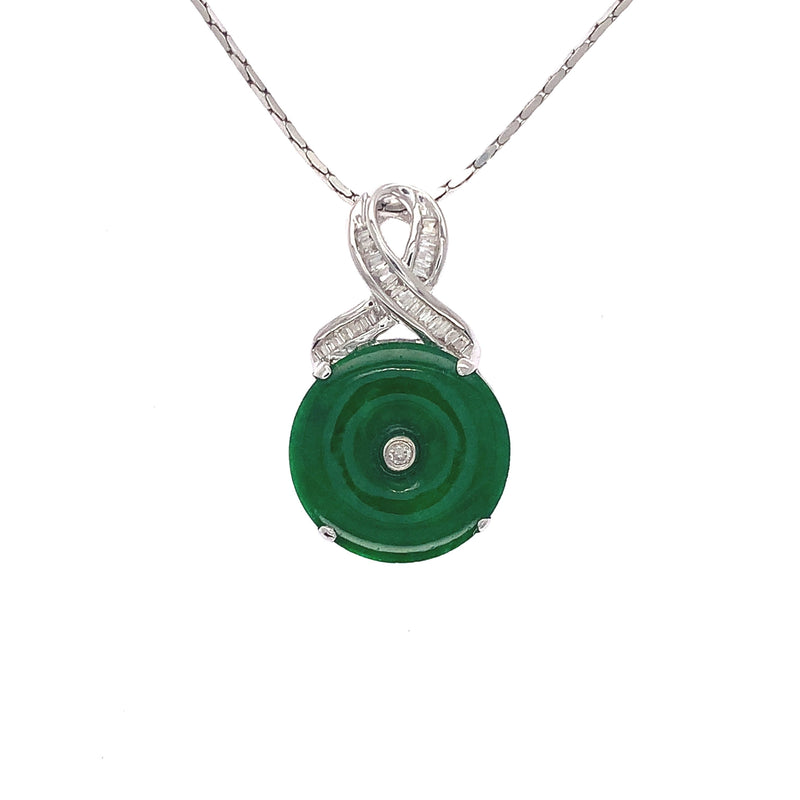 Diamond Jade Ribbon Pendant