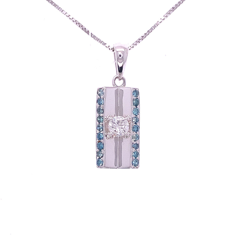 Blue Diamond Rectangle Pendant