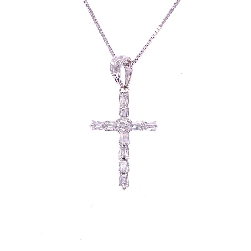 18k White Gold Diamond Cross Pendant