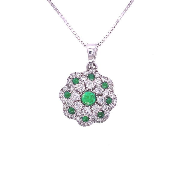 Jade And Diamond Flower Pendant