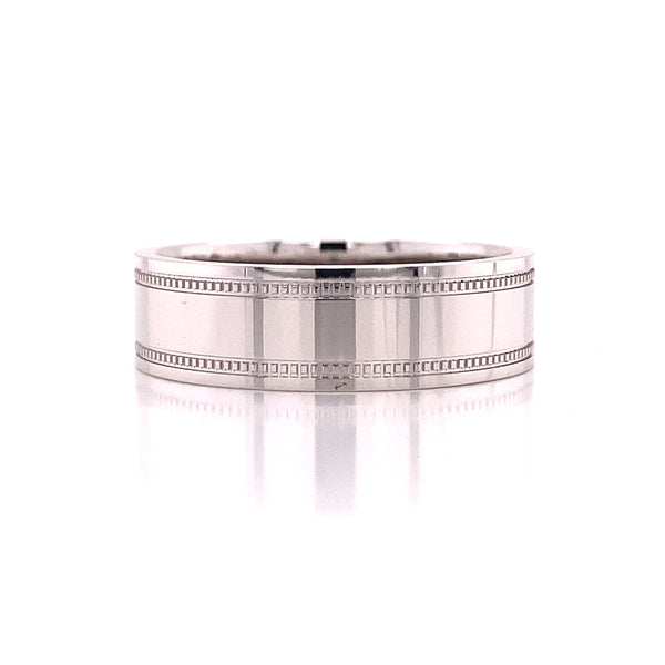 Twin Lines Etched White Gold Ring