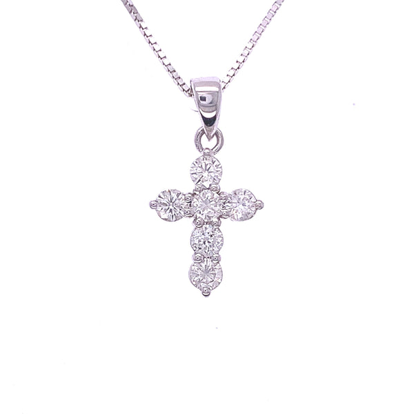 18k White Gold Diamond Cross Pendant