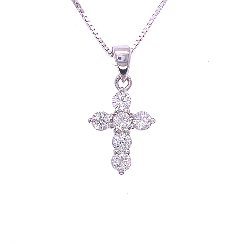 18k White Gold Diamond Cross Pendant