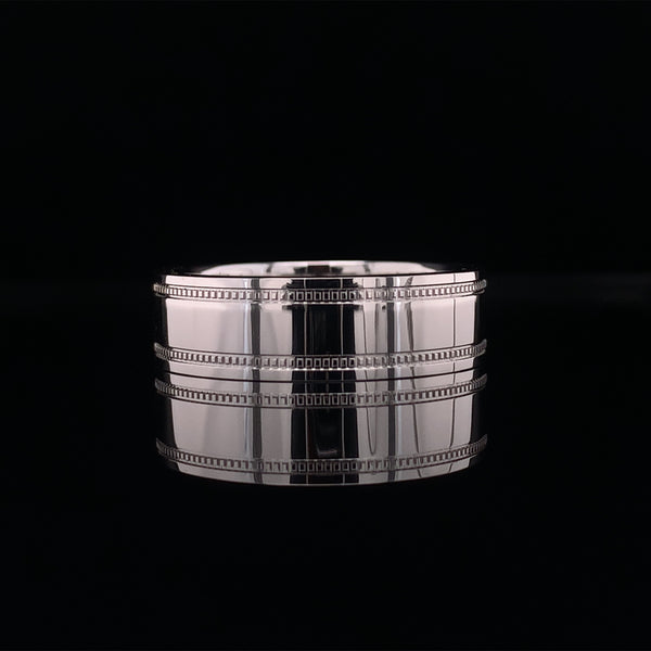 Twin Lines Etched White Gold Ring
