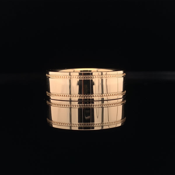 Twin Lines Etched Yellow gold Ring