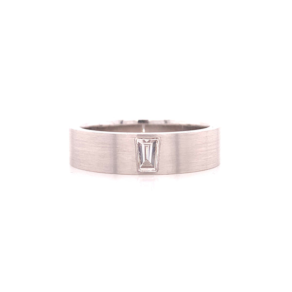 men's satin finish emerald cut diamond wedding ring