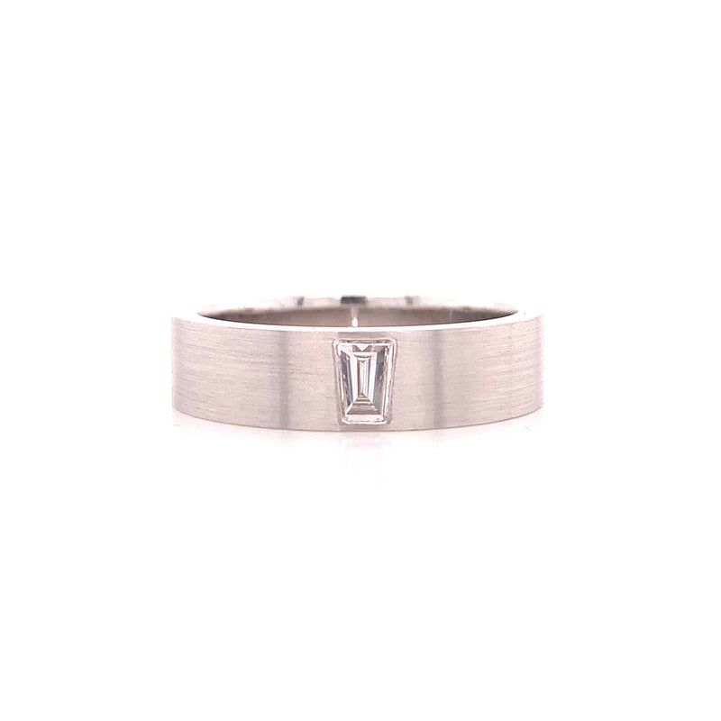 men's satin finish emerald cut diamond wedding ring