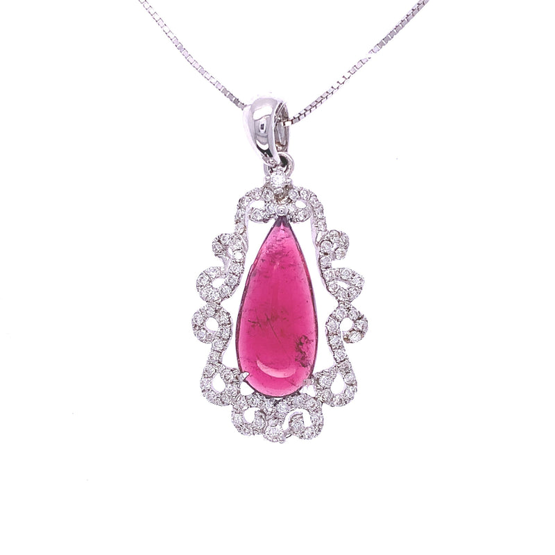 Pink Tourmaline Diamond Pendant
