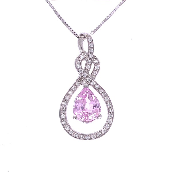 Pink Sapphire Diamond Pendant, Gold Jewellery Sydney Australia 