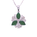 Tri Cluster Jade And Diamond Pendant