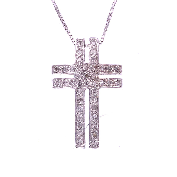 White Gold Diamond Cross Pendant