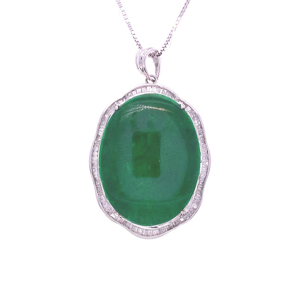 Jade Diamond Halo Pendant