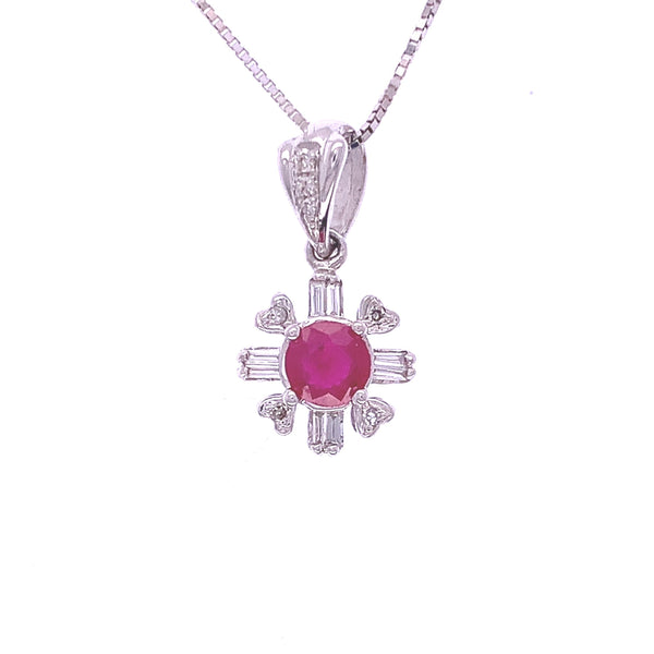 Sunflower Ruby Diamond Pendant