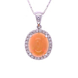 Opal Diamond Halo Pendant