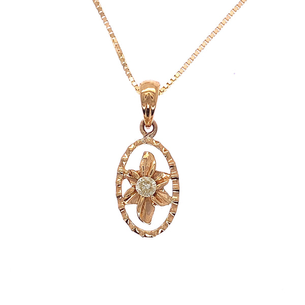 Oval Floral Diamond Pendant