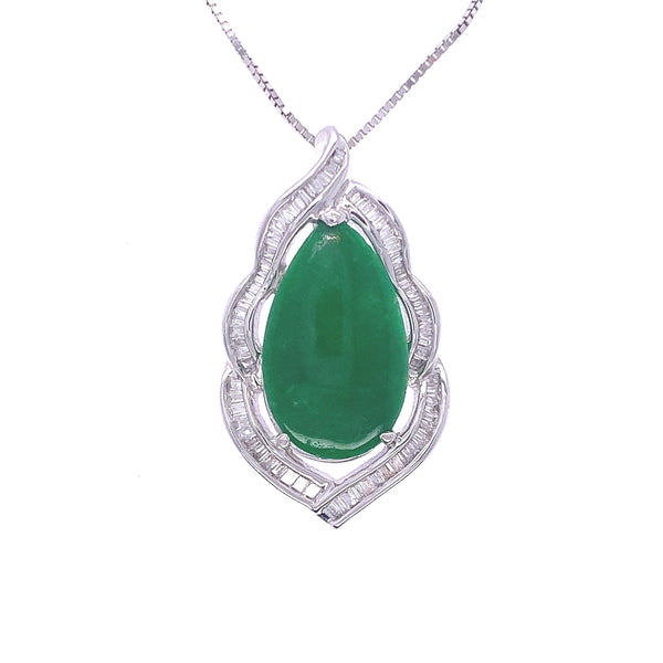 Jade And Diamond Pear Pendant