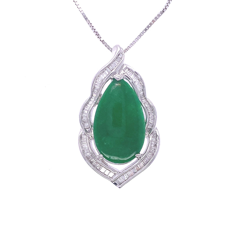 Jade And Diamond Pear Pendant