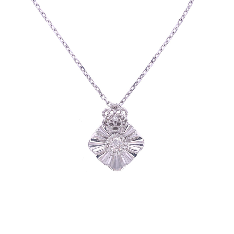 Floral Square Diamond Pendant