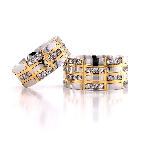 Checkered White Yellow Diamond Wedding Set